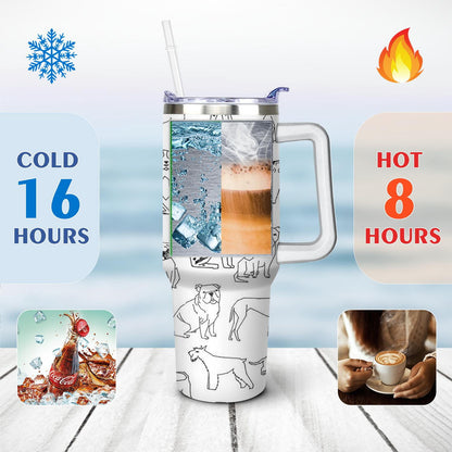 Lunabuddy™ Gift for Dog Lovers Cute Dog Tumbler for Women - 40oz Dog Tumblers with Handle Straw and Lid Tumbler Cup Travel Coffee Mug