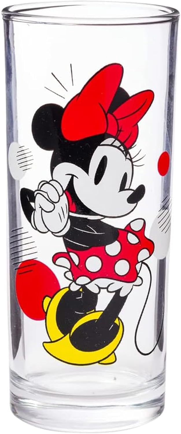 Lunabuddy™ Silver Buffalo Disney Minnie Red Stripe Dots 4 pack Tumbler Glass Set, 10 Ounces