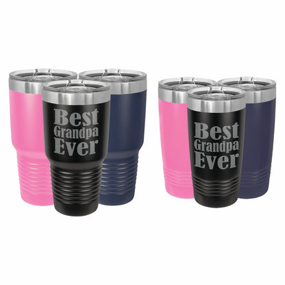 Lunabuddy™ PrecisionNC Grandpa Gifts Best Grandpa Ever Engraved Stainless Steel Travel Mug Tumbler with Lid Fathers Day 20 ounce Black
