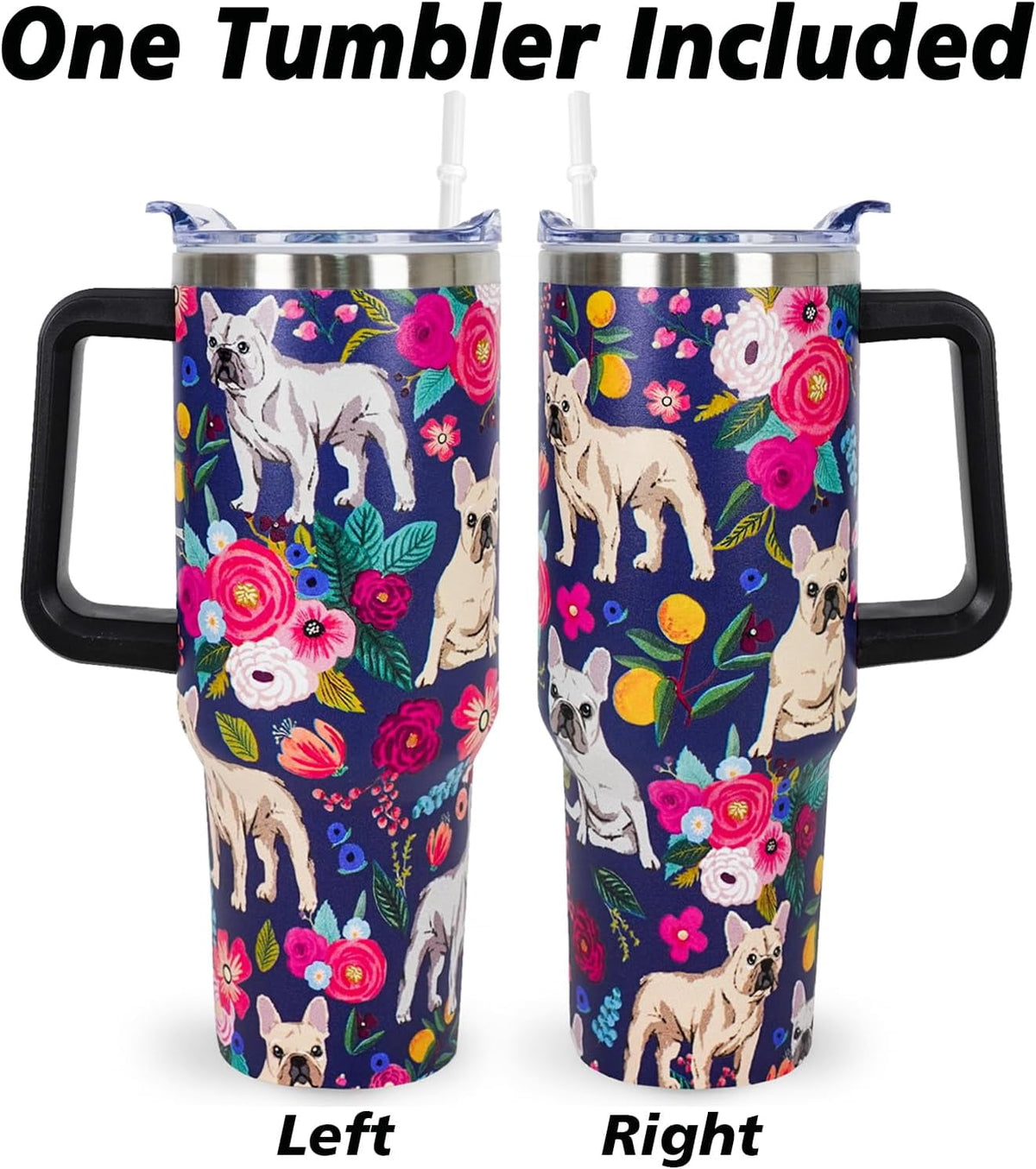 Lunabuddy™ Pitbull Gifts Dog Tumbler Cup for Women Men 40oz Stainless Steel Insulated Travel Mug with Lid and Straw