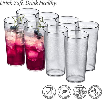 Lunabuddy™ RUseeN 12 Piece Unbreakable Plastic Tumblers Drinkware, BPA-Free, Reusable Plastic Drinking Glasses for Home & Outdoors - Stackable, Lead-Free & Dishwasher Safe,16oz