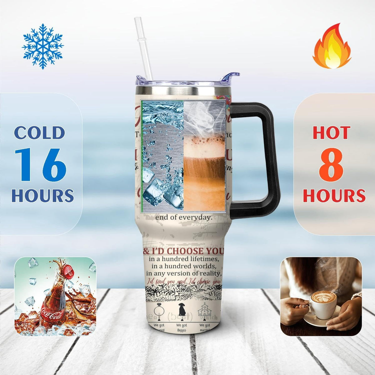 Lunabuddy™ 40 Oz Couples Tumbler with Handle and Straw, Anniversary Couple Insulated Couples Mugs, Couples Engagement Gift Cup for Couples, Valentine Couple Coffee Mugs Engagement Gifts for Couples