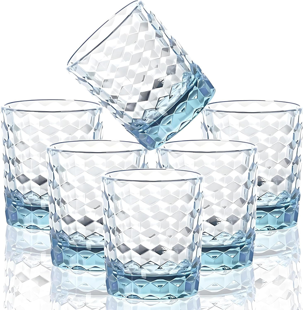 Lunabuddy™ 8 Oz 6-Piece Unbreakable Drinking Glasses Tritan Plastic Tumblers Dishwasher Safe BPA Free Small Acrylic Juice Glasses for Kids Plastic Water Glasses (8 Oz 6 Pieces Light Blue)