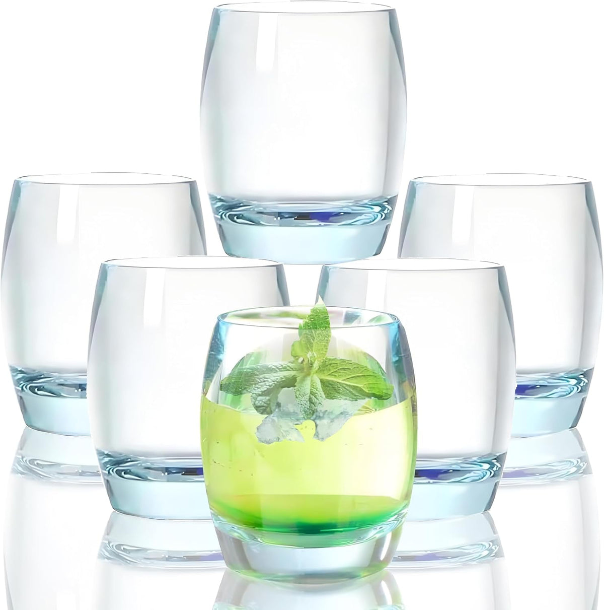 Lunabuddy™ 8 Oz Set of 6 Plastic Drinking Glasses Dishwasher Safe BPA Free Unbreakable Juice Glasses for Kids Shatterproof Wine Water Glasses Acrylic Tumblers (Light Blue)