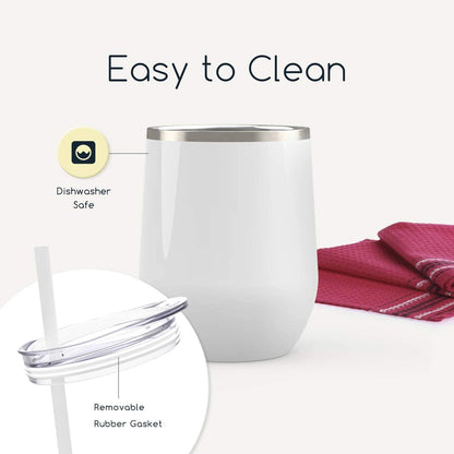Lunabuddy™ Maars Bev Stainless Steel Stemless Wine Glass Tumbler with Lid, Vacuum Insulated 12 oz Cup | Spill Proof, Travel Friendly, Fun Cocktail Drinkware - 2 Pack Seafoam Blue
