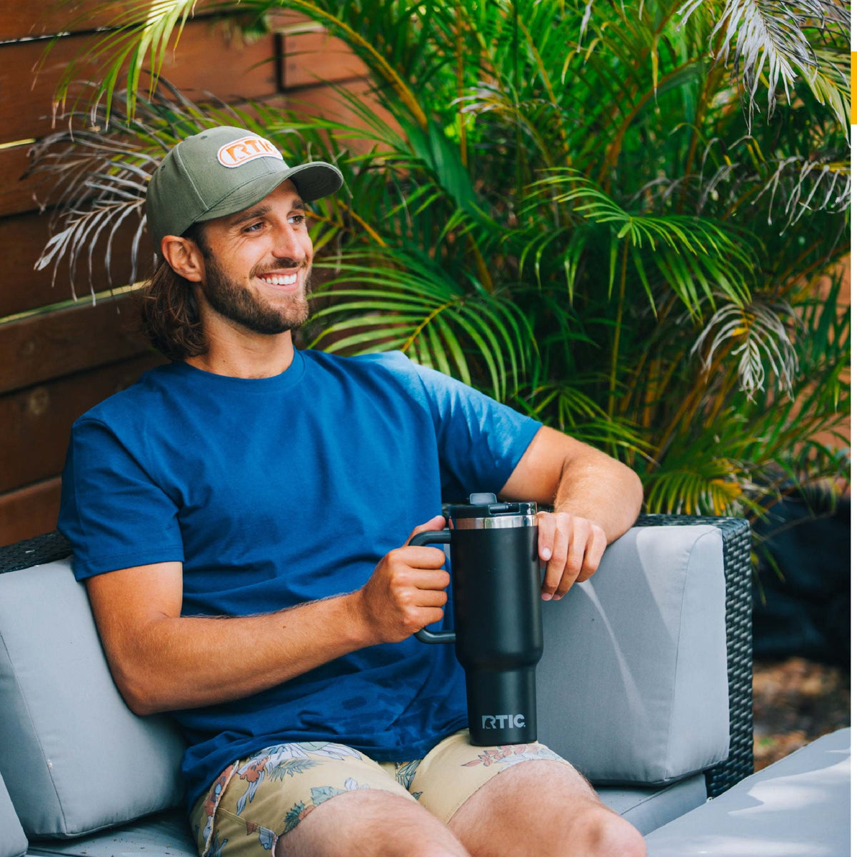 Lunabuddy™ 40 oz Ceramic Lined Road Trip Tumbler with Handle and Leak-Resistant Straw Lid, Beach