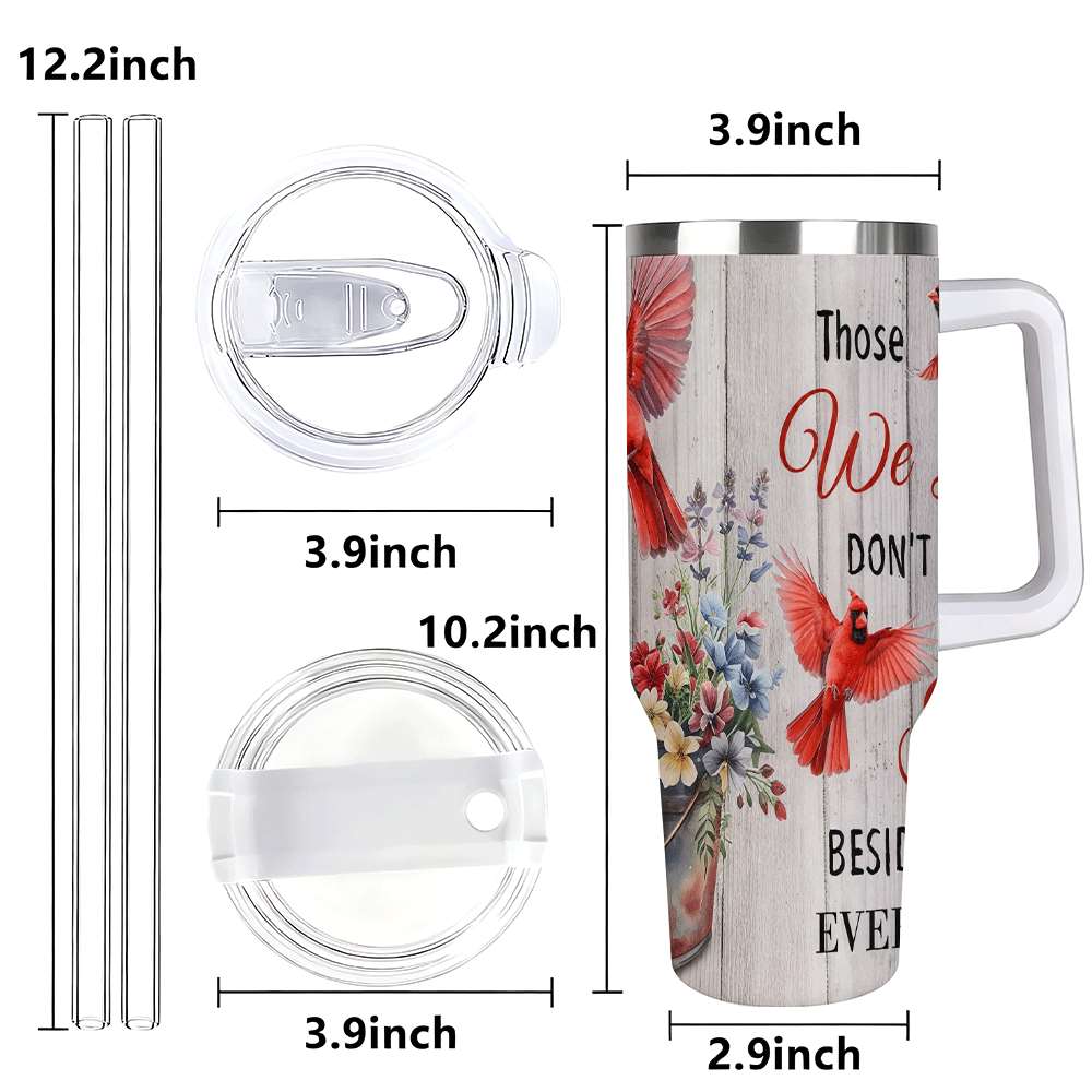 Lunabuddy™ Cardinal Insulated Tumbler with Lid and Straw, Stainless Steel Travel Mug with Handle, Floral Rustic Cardinal Cup, Double Wall Hot Cold Drink Tumbler, Gift for Women & Nature Lovers
