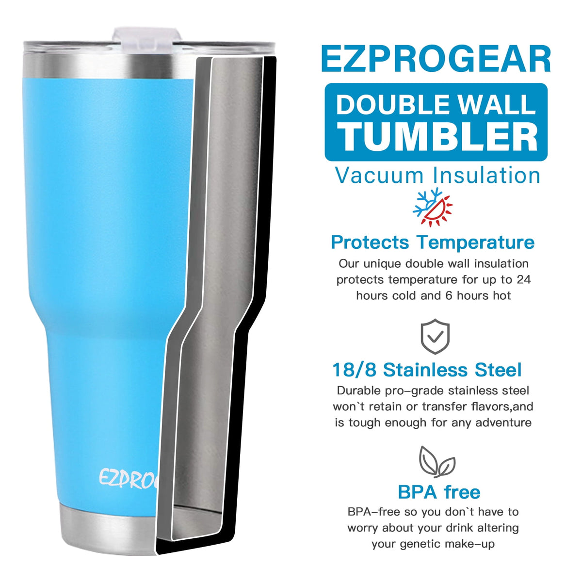 Lunabuddy™ Ezprogear 30 oz 2 Pack Stainless Steel Tumbler Double Wall Travel Cup Vacuum Insulated Coffee Mug with Handle & Straws (Mango & Mint)