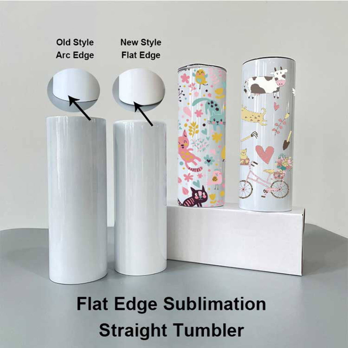 Lunabuddy™ 20oz FLAT EDGE bottom completely straight Blank gloss white sublimation tumbler