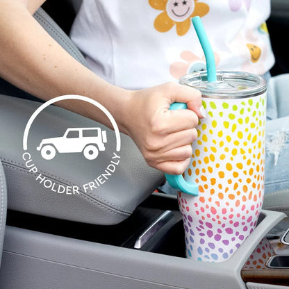 Lunabuddy™ 40oz Mega Mug | Insulated Stainless Steel Tumbler with Handle | Over The Rainbow