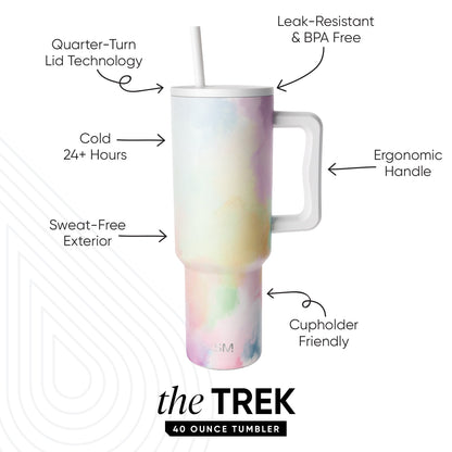 Lunabuddy™ 40 fl oz Insulated Stainless Steel Trek Tumbler with Straw Lid | Cotton Candy Tie Dye