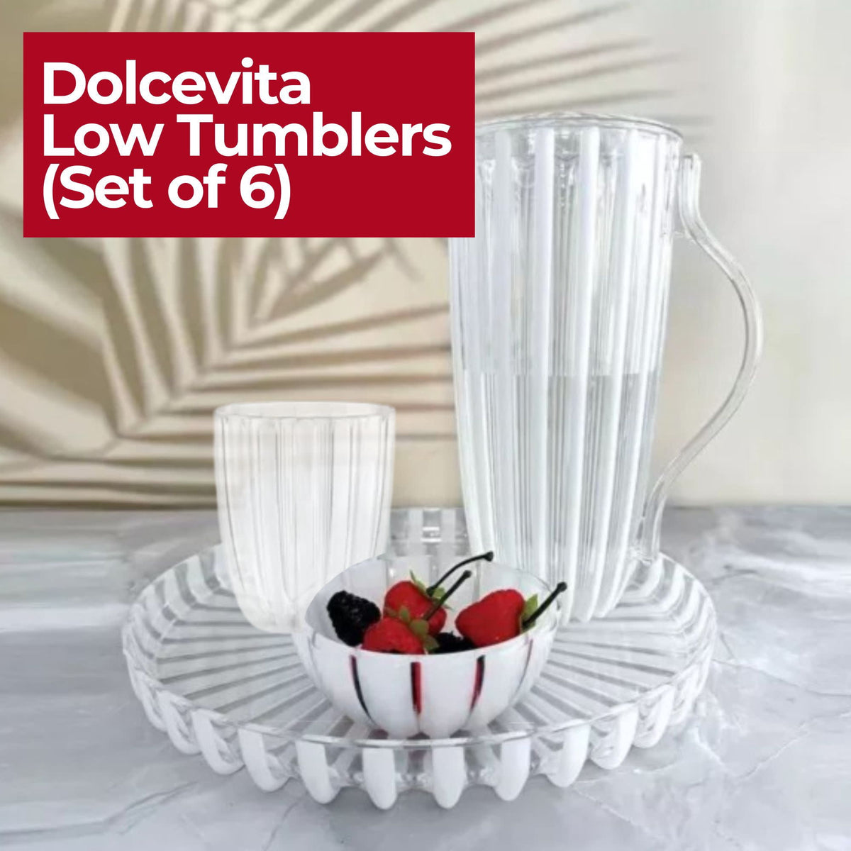 Lunabuddy™ GUZZINI Dolcevita 12oz Low Tumblers (Set of 6) Mother of Pearl - 100% Recycled Plastic - Unbreakable, Reusable, BPA-Free, Iced Coffee, Smoothie, Water - Stackable Cup for Kids, Home & Kitchen