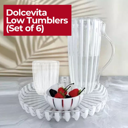 Lunabuddy™ GUZZINI Dolcevita 12oz Low Tumblers (Set of 6) Mother of Pearl - 100% Recycled Plastic - Unbreakable, Reusable, BPA-Free, Iced Coffee, Smoothie, Water - Stackable Cup for Kids, Home & Kitchen