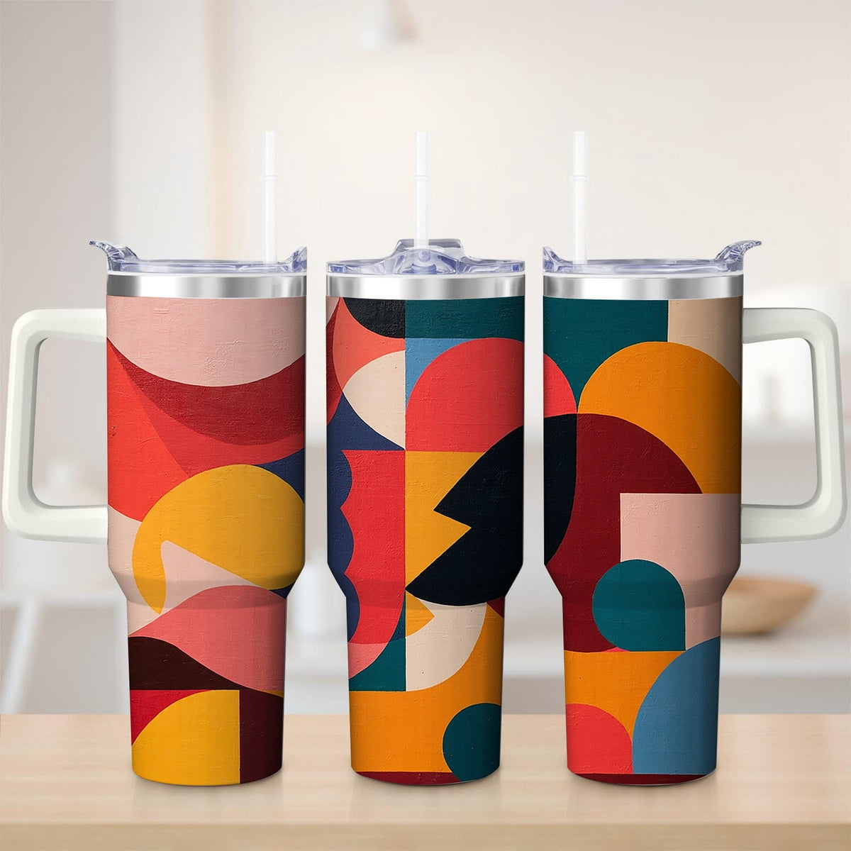 Lunabuddy™ Premium Abstract Colorful Shapes Stainless Steel Tumbler, 30oz