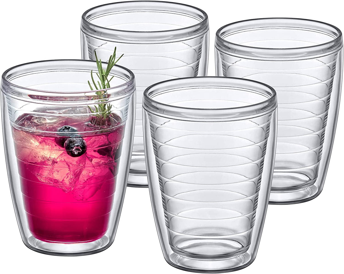 Lunabuddy™ Alaska 16-Ounce Insulated Tumblers (Set of 4) Double-Wall All-Clear Reusable BPA-Free Shatter-Proof Dishwasher-Safe Plastic Drinking Glasses