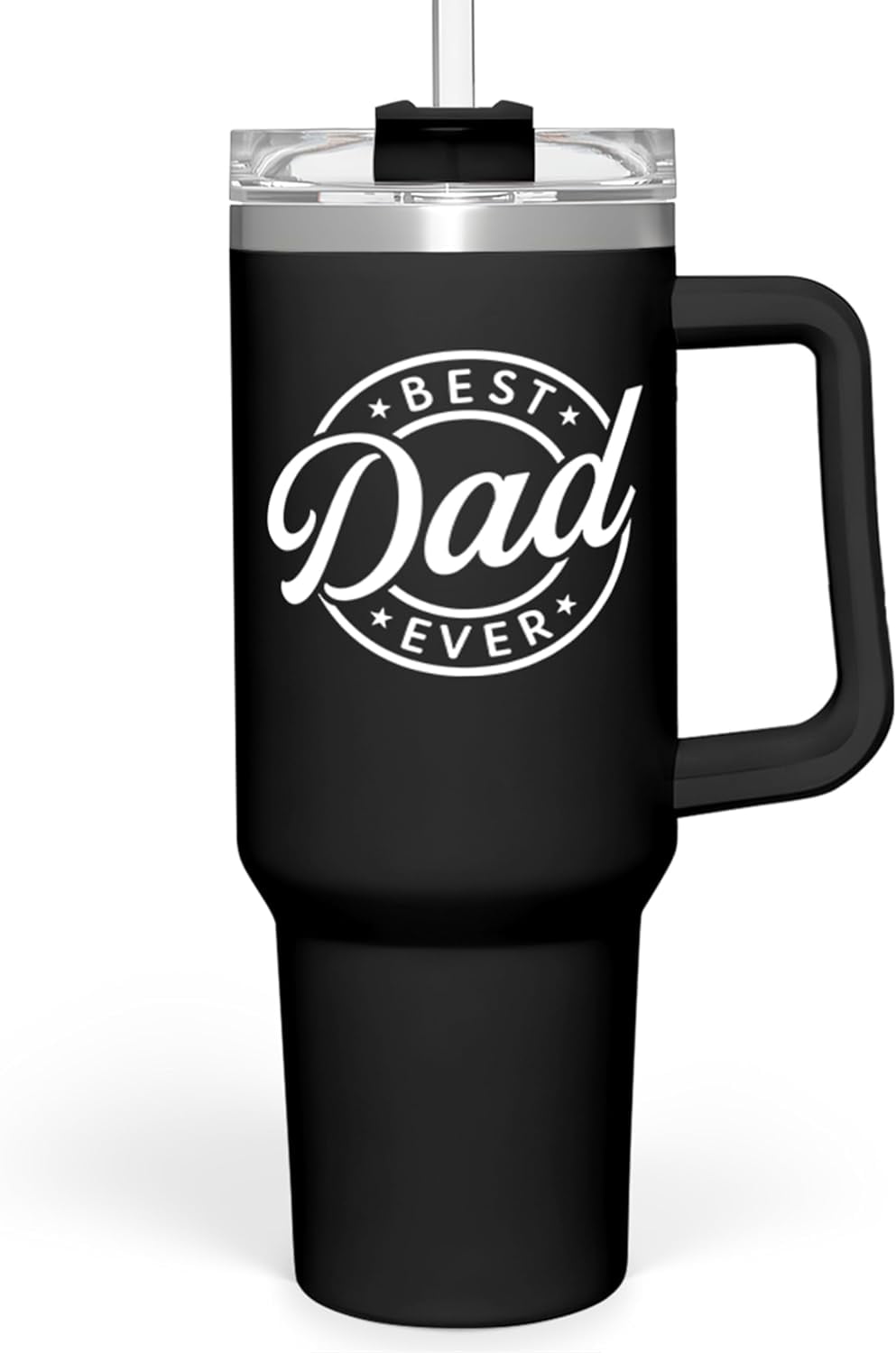 Lunabuddy™ Best Dad Ever Tumbler with Handle 40oz Stainless Steel Insulated - Dad Gifts for Dad from Daughter Son - Coffee Tumbler for Dad Father''s Day Birthday Christmas Cup Gift Set with Lid & Straw