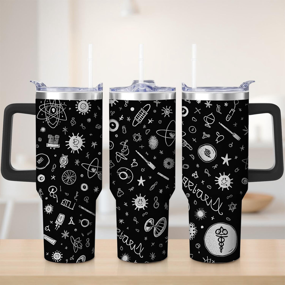 Lunabuddy™ Premium Black Space Science Stainless Steel Tumbler, 30oz