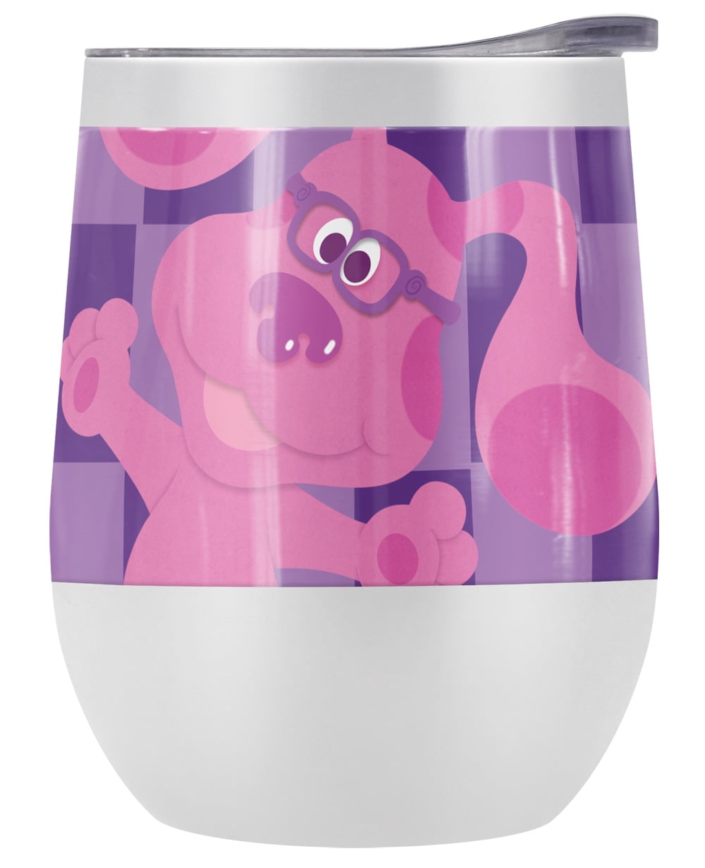 Lunabuddy™ Blues Clues Official Blue'S Clues Large Magenta 12 oz Stemless Tumbler, Stainless Steel Travel Cup|Lake Tumbler|Insulated with Leak Resistant Slide-Lock Lid