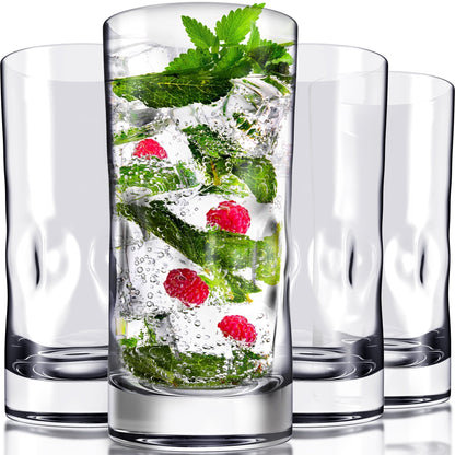 Lunabuddy™ Bravario Plastic Drinking Glasses Set of 4, 17 oz Unbreakable BPA-Free Tritan Tumblers