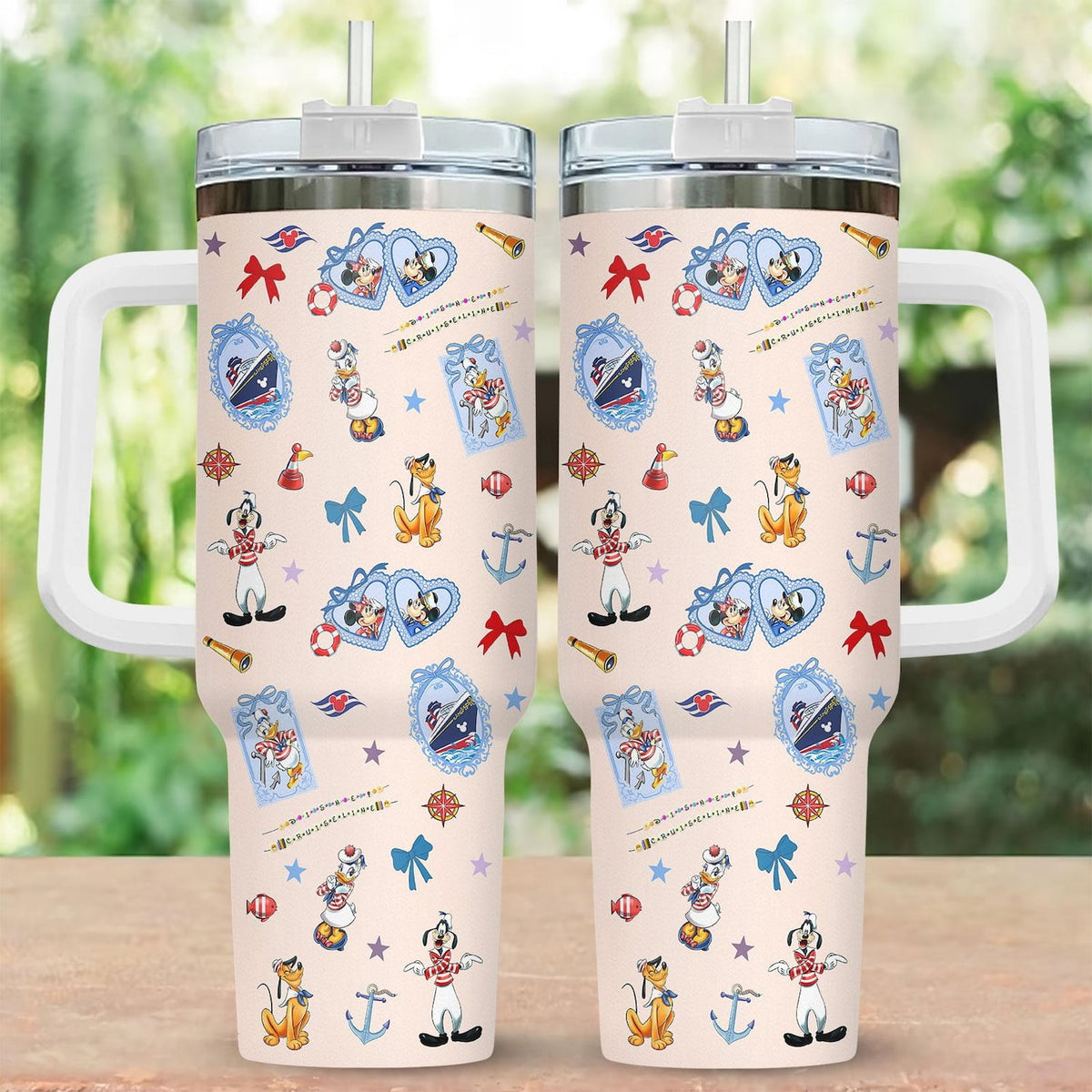 Lunabuddy™ CARTOON Cruise Mickey And Friends Tumbler 40oz, Ocean Travel Mug, CARTOON Ship Tumbler Cup, Mickey Vacation Drinkware, Magic Kingdom Cup