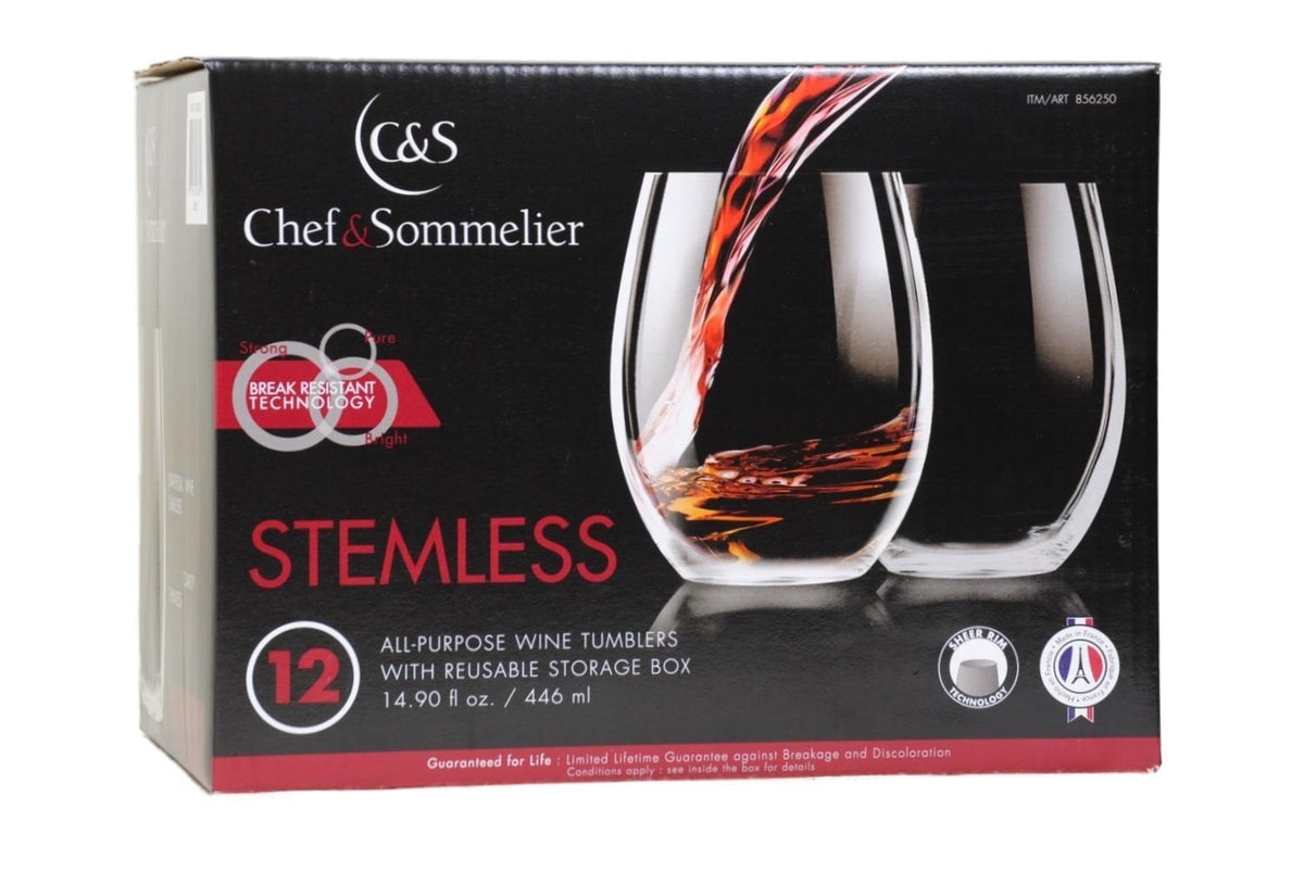 Lunabuddy™ Chef & Sommelier 12 Stemless All-Purpose Wine Tumblers