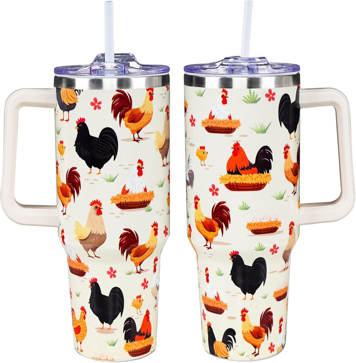 Lunabuddy™ Chicken Tumbler Cup 40 OZ, Chicken Gifts For Chicken Lovers, Chicken Mom Gifts, Funny Chicken Gifts for Women Men, Chicken Themed Gifts for Christmas, Mothers Day, Birthday Rooster Travel Mug