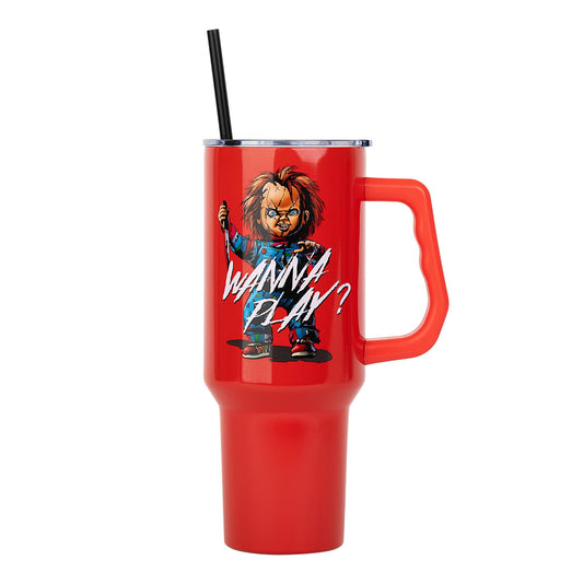 Lunabuddy™ Child's Play Chucky "Wanna Play?" Red Stainless Steel Tumbler | Holds 40 Ounces