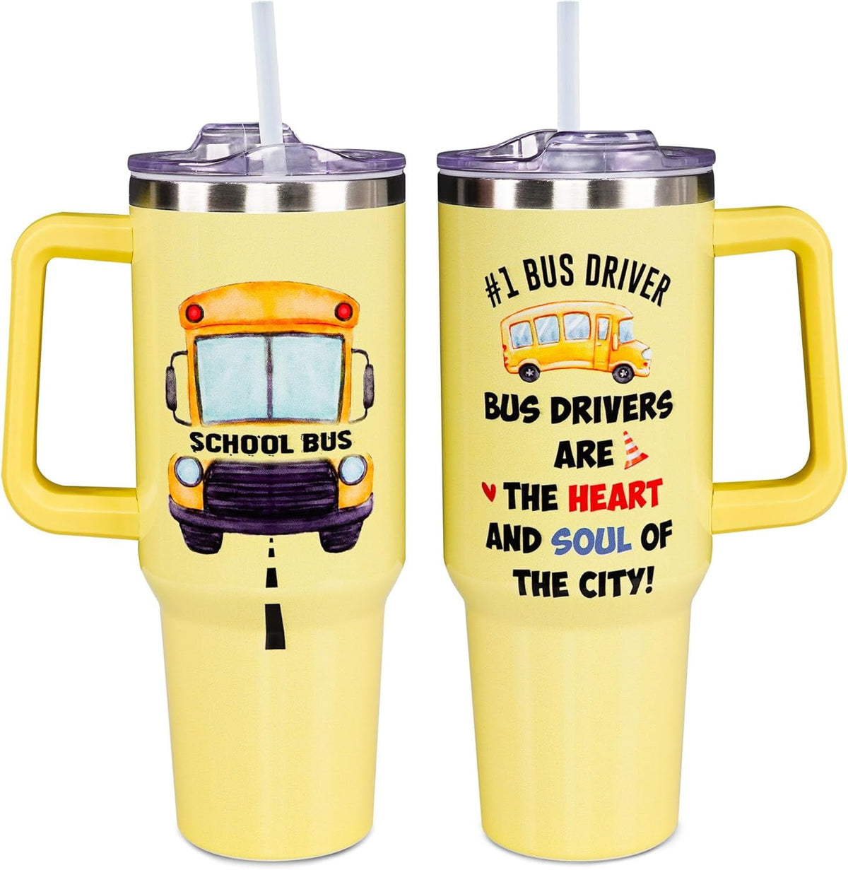 Lunabuddy™ Christmas Gifts for Bus Drivers, School Bus Driver Tumbler 40 OZ, School Bus Driver Gifts, Bus Driver Appreciation Gifts, Back to School Gifts for Men Women, Bus Driver Travel Coffee Mug, Driver Cup
