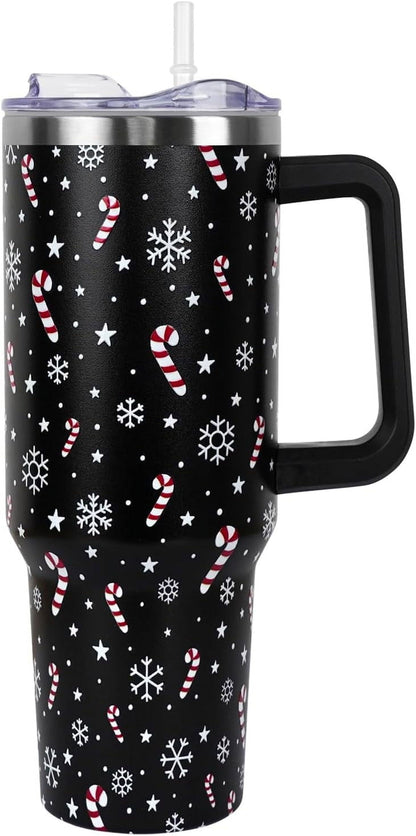 Lunabuddy™ Christmas Tumbler with Handle and Straw Lid 40 oz,Cute Christmas Gifts