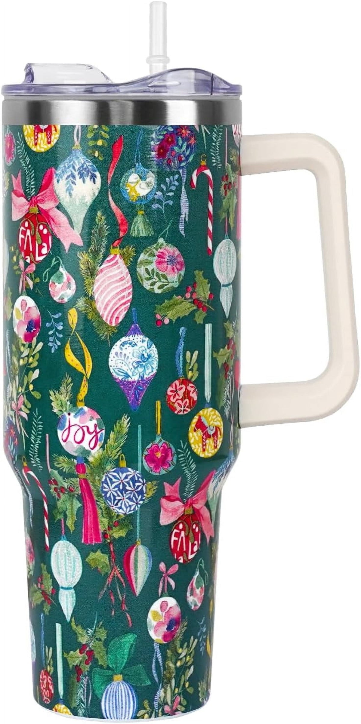 Lunabuddy™ Christmas Tumbler with Handle and Straw Lid 40 oz,Cute Christmas Gifts