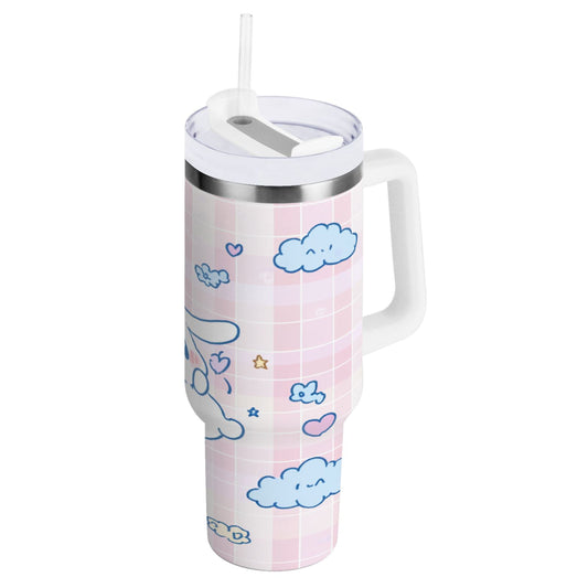 Lunabuddy™ Cinnamoroll Flying in Sky Tumbler with Handle and Straw Lid 30 oz Insulated Vacuum Water Bottle Stainless Steel Travel Cup