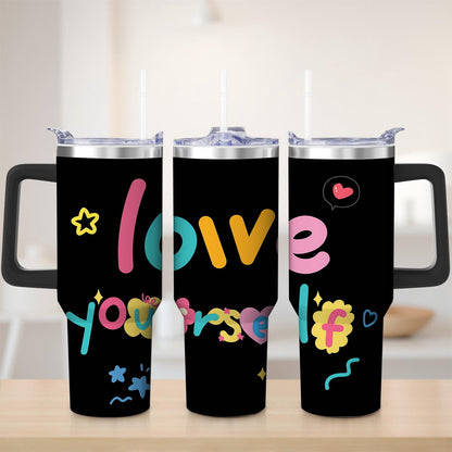 Lunabuddy™ Colorful Love Yourself Stainless Steel Tumbler, 30oz
