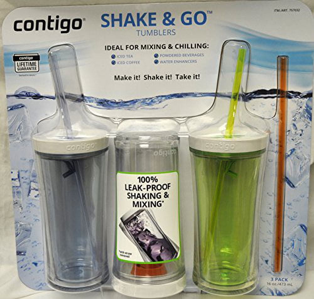 Lunabuddy™ Shake & Go Plastic Tumblers - Set of 3 (Green Navy & Clear)