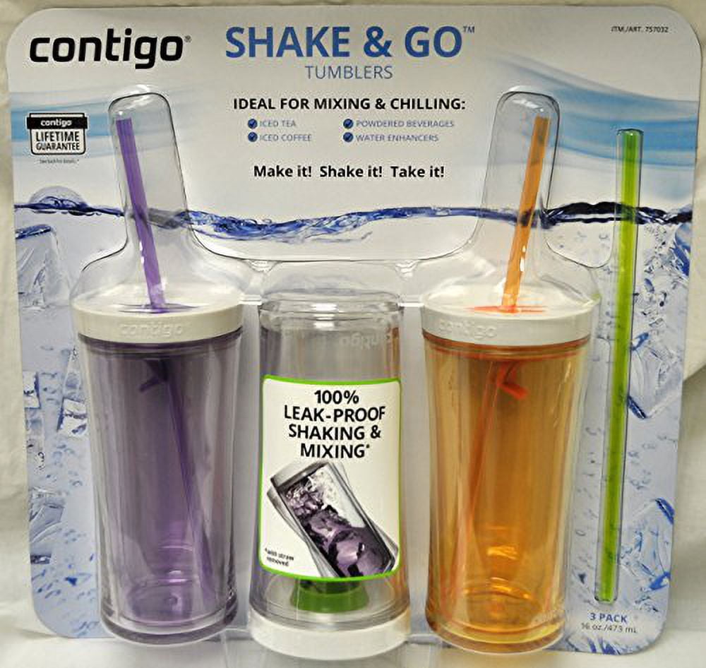 Lunabuddy™ Shake & Go Plastic Tumblers - Set of 3 (Lavender Orange & Clear)