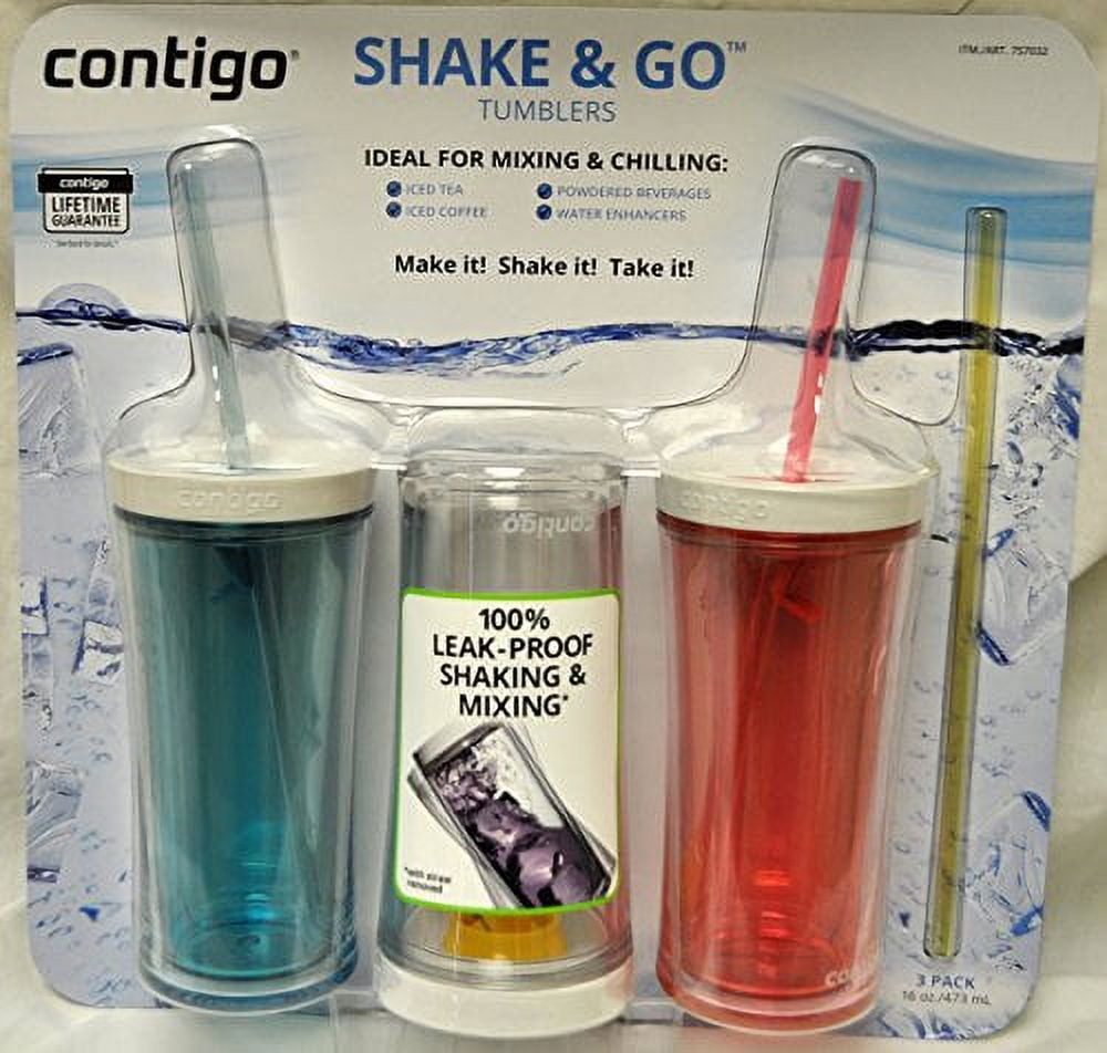 Lunabuddy™ Shake & Go Plastic Tumblers - Set of 3 (Pink Blue & Clear)