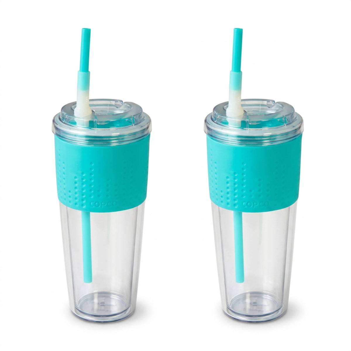 Lunabuddy™ Copco 20 oz Lock-n-Roll Double Wall Travel Mug – 2-Pack Insulated Coffee Tumblers with Spill-Resistant Locking Lids for Hot & Cold Drinks, Reusable BPA-Free Commuter Cups (Teal)