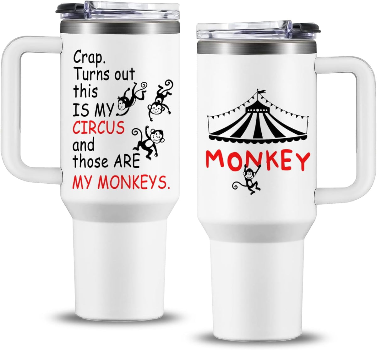 Lunabuddy™ Crap Turns Out This Is My Circus Tumbler 40 oz, Funny Birthday Gifts for Mom Grandma Boss, Mother''s Day Christmas Mom Gifts from Daughter Son, Those Are My Monkeys Stainless Steel Coffee Cup
