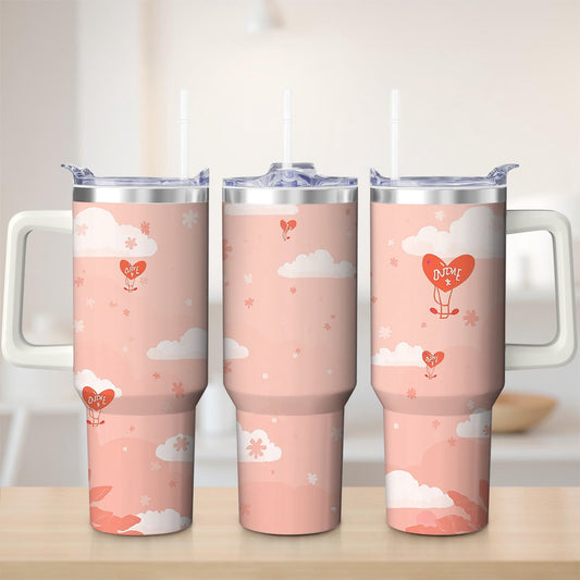Lunabuddy™ Cute Cloud and Heart Design Stainless Steel Tumbler, 30oz
