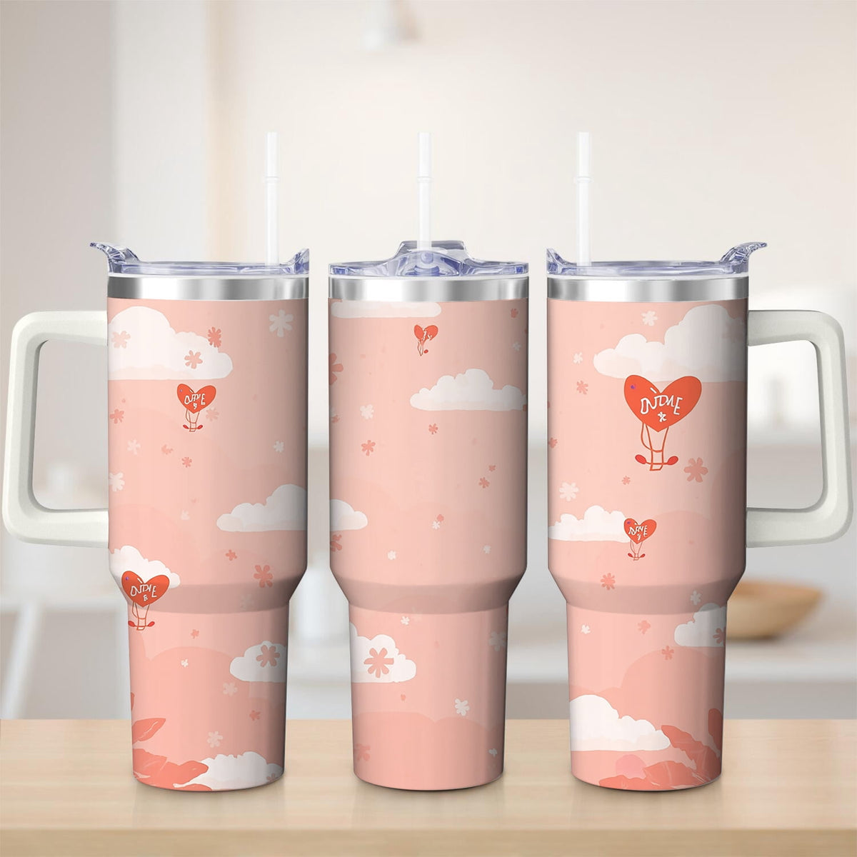 Lunabuddy™ Cute Cloud and Heart Design Stainless Steel Tumbler, 30oz