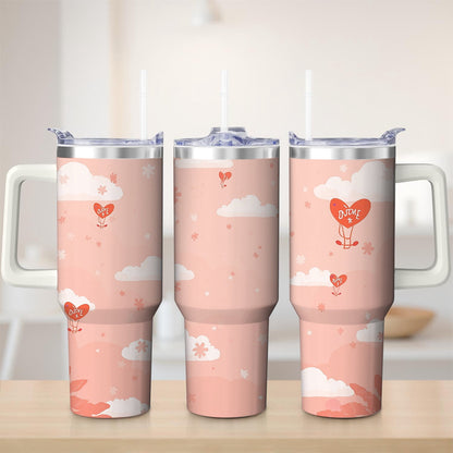 Lunabuddy™ Cute Cloud and Heart Design Stainless Steel Tumbler, 30oz