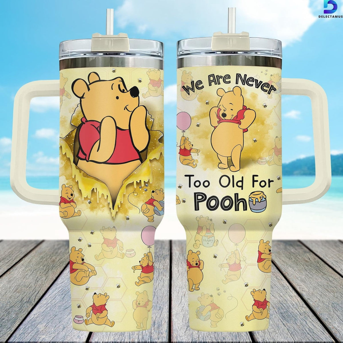 Lunabuddy™ Disney Pooh 40oz Tumbler, Winnie The Pooh Tumbler For Fan, Pooh Bear Stainless Tumbler, Disneyland Trip Steel Tumbler, Pooh Fan Cup