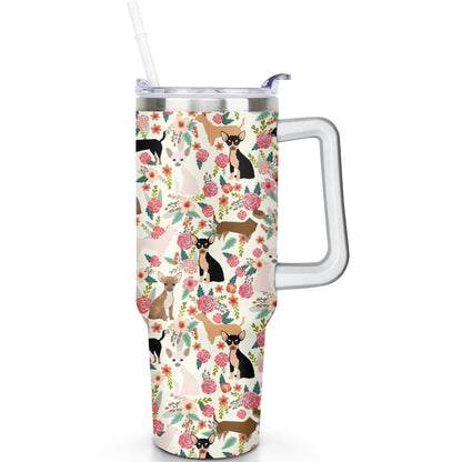Lunabuddy™ Dog Lover’s Travel Mug – 40oz Double Wall Stainless Steel Tumbler with Handle, Spill Proof Lid and Coffee Straw