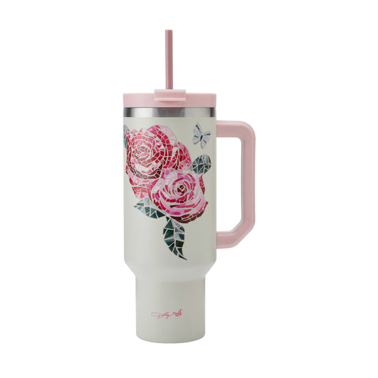 Lunabuddy™ 40 oz Stainless Steel Tumbler with Handle Pink Jewel