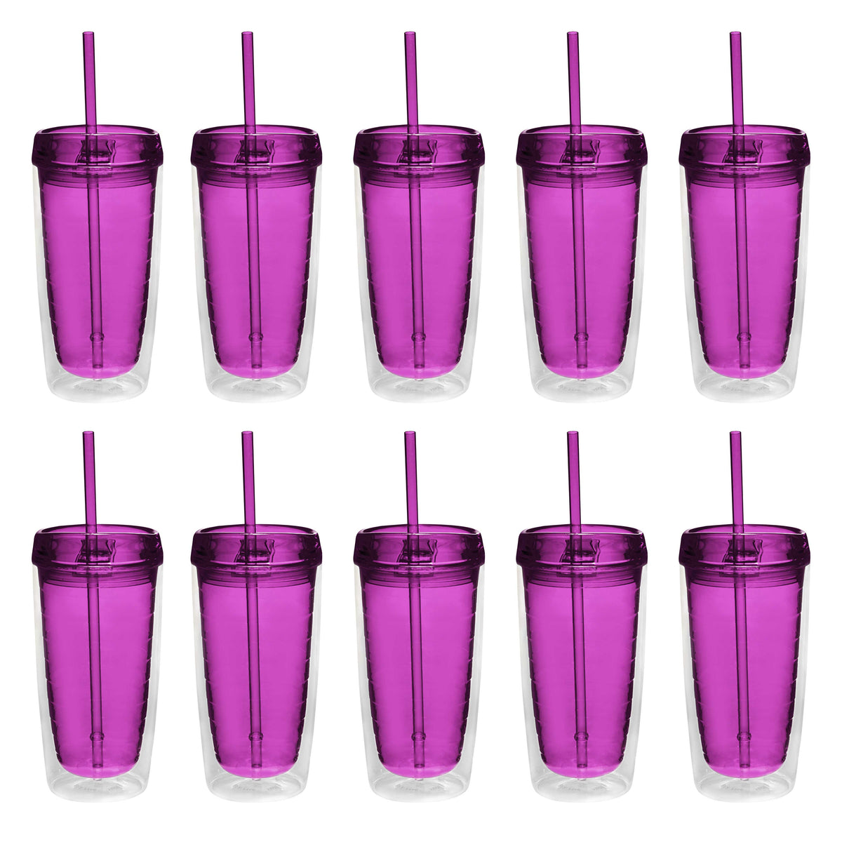 Lunabuddy™ Double Wall Acrylic Tumblers 16 oz. Set of 10, Bulk Pack