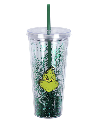 Lunabuddy™ Dr. Seuss The Grinch Glitter Insulated Tumbler 22 oz Travel Cup with Straw