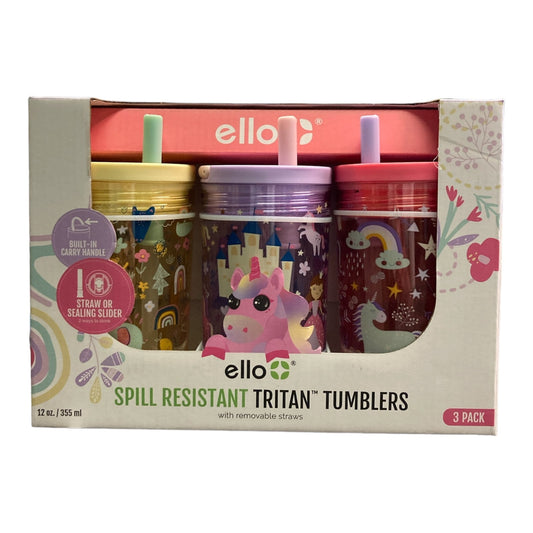 Lunabuddy™ 12 Oz Animal Princess & Unicorn Spill Proof PlasticTumbler Glasses (set of 3)