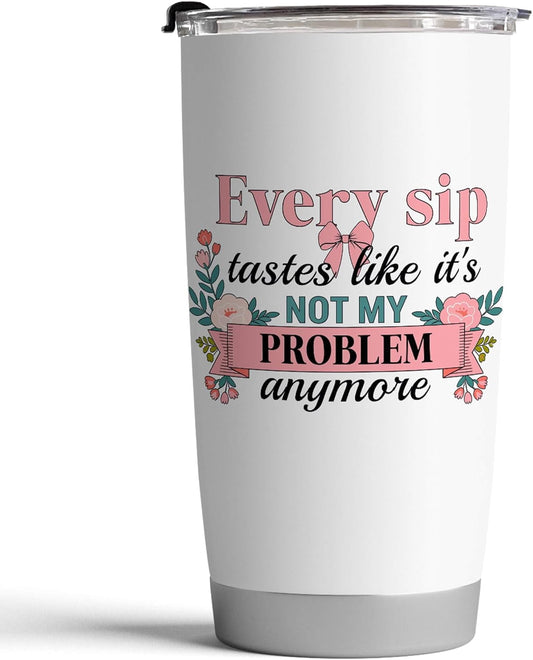 Lunabuddy™ Fancyfams 20oz Retirement Tumbler for Women 2026, Happy Retirement Gifts, Every Sip Tastes Like Its Not My Problem Anymore, Insulated Stainless Steel Coffee Cup, Floral Gift Box (Every Sip 26)
