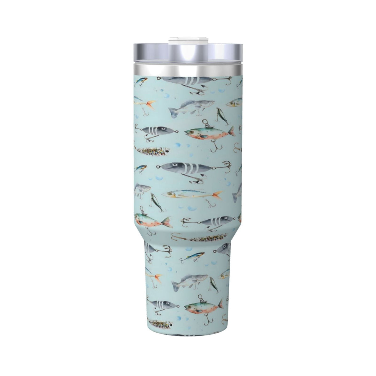 Lunabuddy™ Fishing Cup Insulated Tumbler Stainless Steel Vacuum Travel Mug 40 oz with Handle and Straw Lid