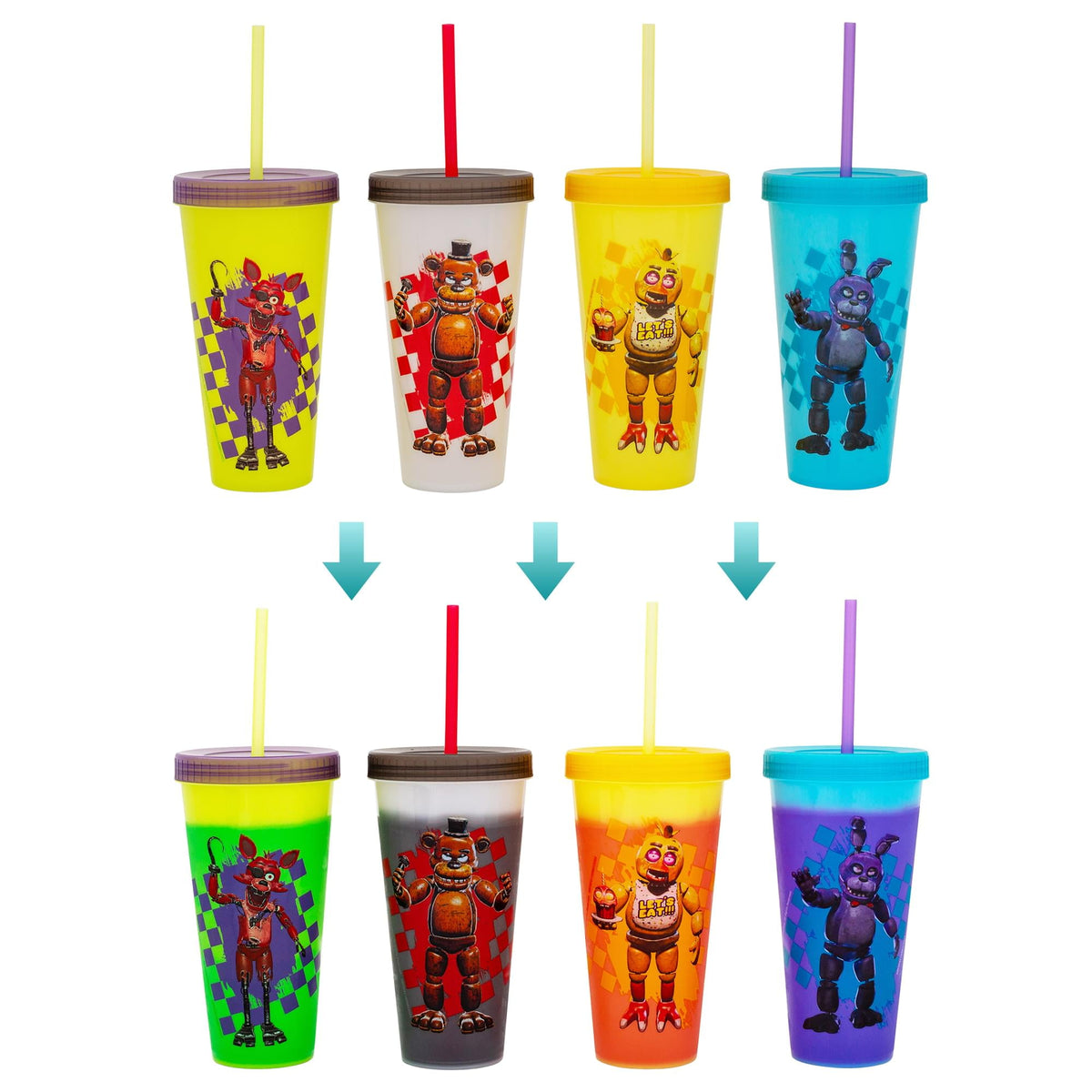 Lunabuddy™ Five Nights At Freddy's 4-Piece Color-Changing Plastic Tumbler Set