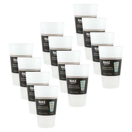 Lunabuddy™ Frosted Glass Sublimation Tumbler by Make Market â€“ 16oz Drinkware for Custom Heat Transfer - Hand Wash Only - 12 Pack